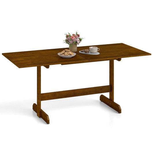 71 Inch Farmhouse Dining Table Wooden Kitchen Table for 6-8 with Rubber Wood Legs-Walnut