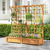 71 Inches Large Wooden Planter Container with Trellis and Hanging Roof-Orange