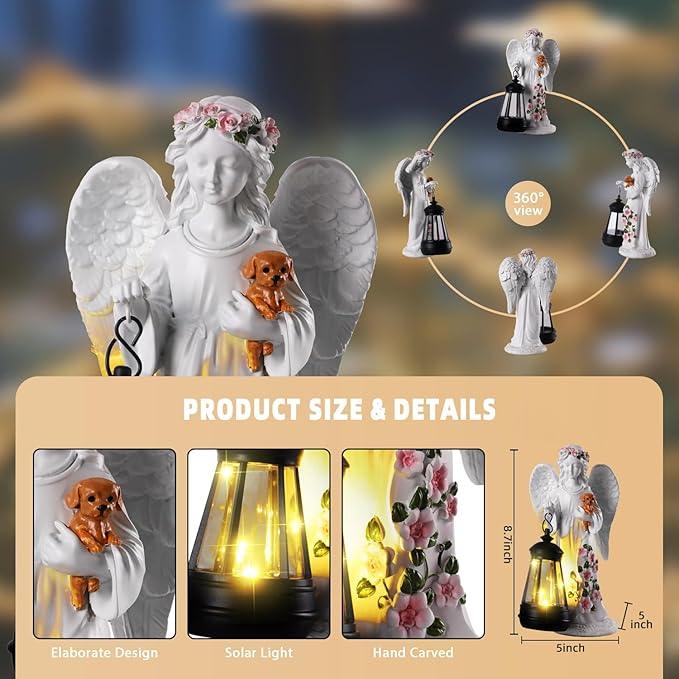 Solar Garden Decor - Angel Statues with Solar Lantern 8.7
