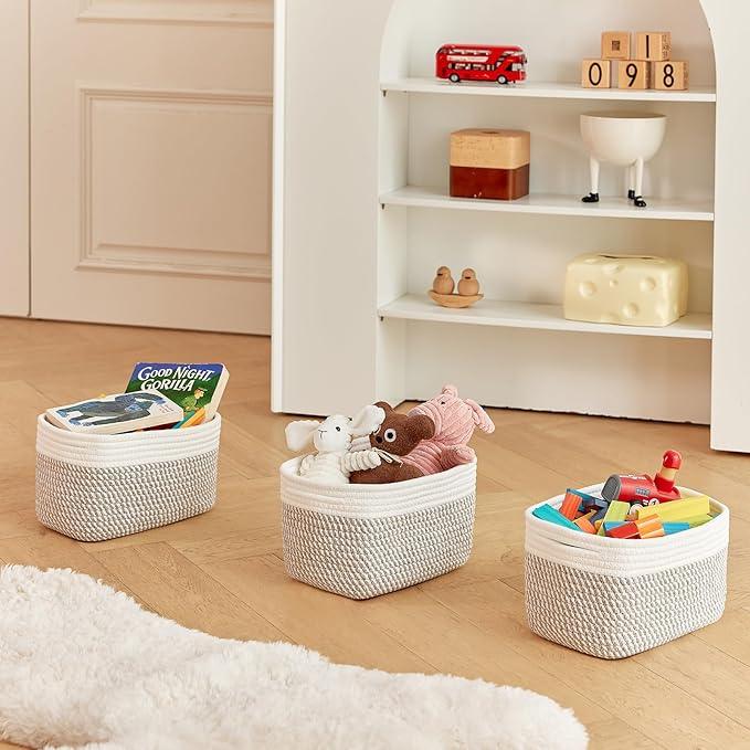 Small Cotton Rope Storage Basket Set of 3-11