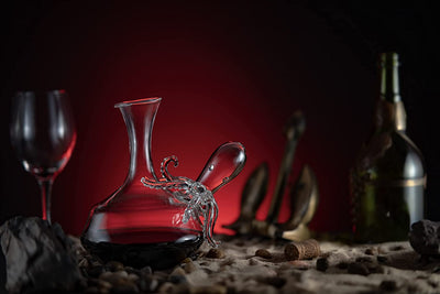 Octopus Tentacle Glass Decanter Handcrafted Decorative for Wine or Whiskey Antique Bronze Finish Statue and Glass Decanter Set 1000 ml, Extraordinary Detail, Kraken Sea - The Wine Savant