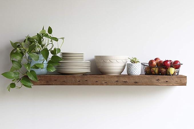 Urban Legacy Reclaimed Barn Beam Deep Shelves | Deep Shelves with Brackets Included, Set of 2 | (Natural Low Profile Bracket, 48