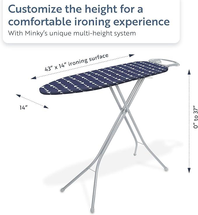 Classic 4-Leg Ironing Board with Iron Rest - Freestanding Full Size Iron Board for Clothes Pressing and Steaming with 43