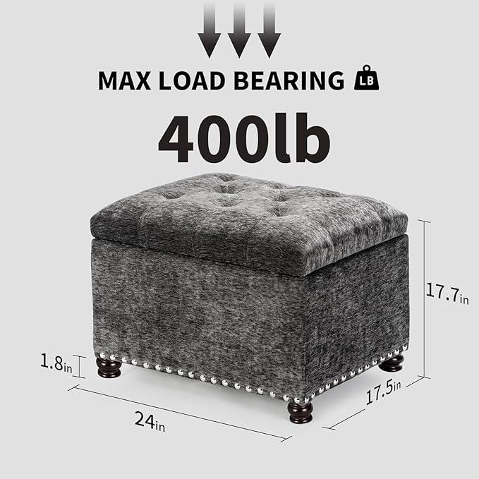 Joveco Storage Ottoman Bench, Rectangle 24