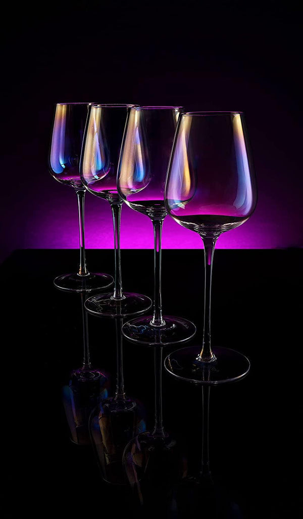 Iridescent Luster Large Radiance Wine Glasses - White Pearl Whimsy and Nostalgia Large Red Wine or White Wine Glass In An Elegant Gift Box