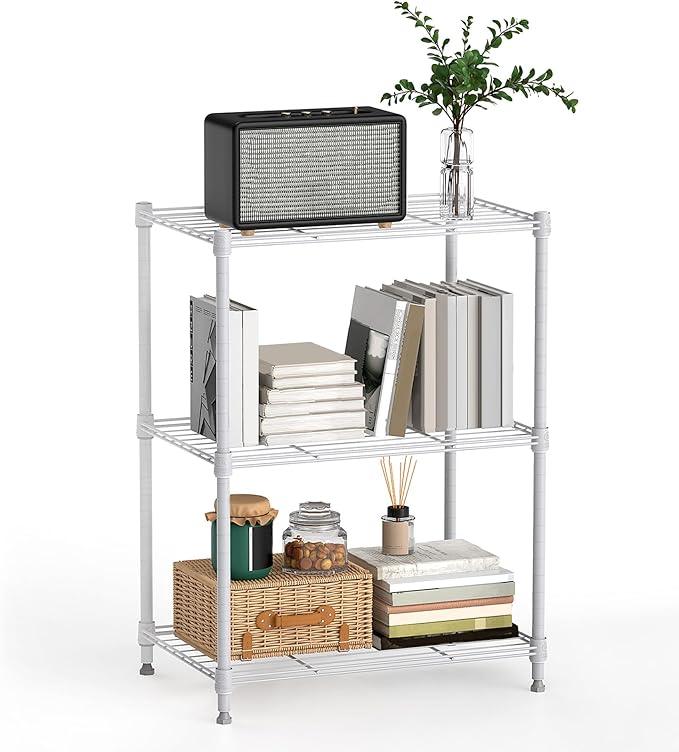 450 lbs Wire Storage Shelving 3-Tier Utility Shelving Unit Steel Organizer Wire Rack for Home,Kitchen,Office,White (11.8