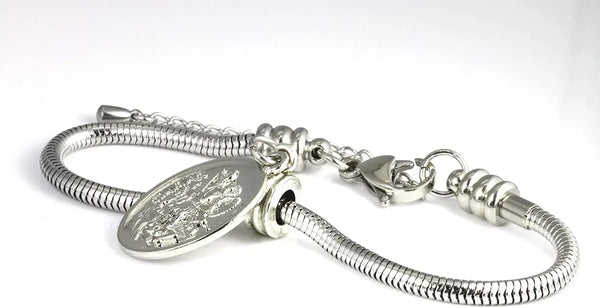 Archangel Michael Bracelet | St Michael Religious Bracelets for Women Hypoallergenic Stainless Steel Snake Chain Charm Bracelet A Saint Michael Bracelet for Saint Michael Police Charm Jewelry - Gifts for You 'n Me