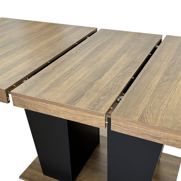 Beige and Brown Extendable Dining Table