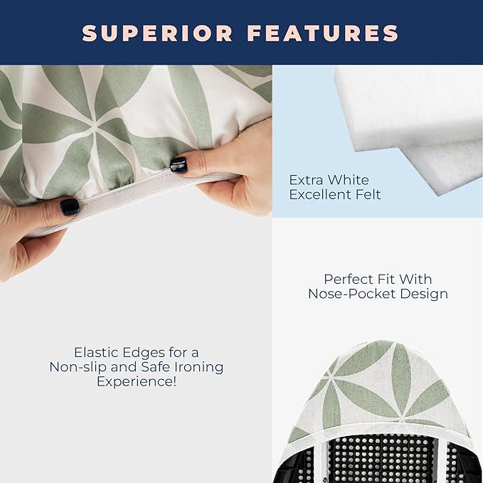 Ironing Board Cover and Pad Extra Thick Heavy Duty Padded 4 Layers Non Stick Scorch and Stain Resistant 15x54 and 3 Fasteners Elastic Edge with Bonus Protective Scorch Mesh Cloth