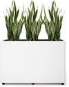 Planter Box Rectangular Block - 24×16×12IN Galvanized Steel Metal Long Box Planter Easy Installation Modern Outdoor Tall Planters All-Weather Use with Drainage Holes for Patio/Porch(White)