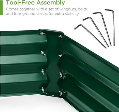 Best Choice Products 6x3x1ft Outdoor Metal Raised Garden Bed Box Vegetable Planter for Vegetables, Flowers, Herbs, and Succulents - Dark Green
