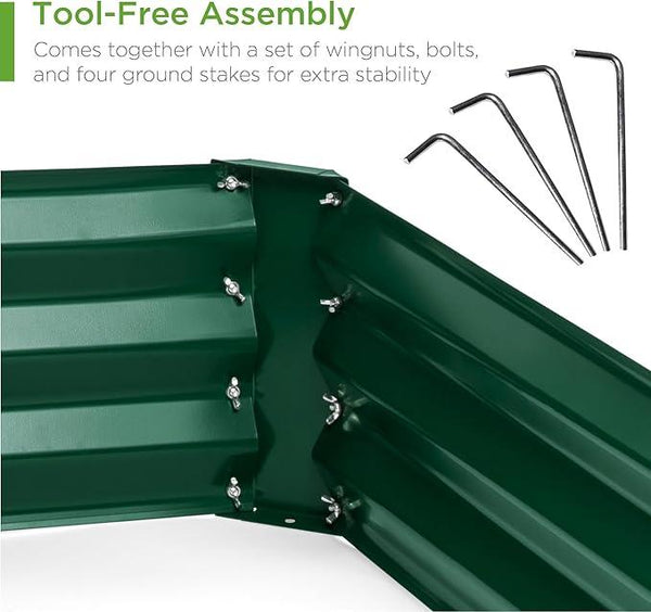 Best Choice Products 6x3x1ft Outdoor Metal Raised Garden Bed Box Vegetable Planter for Vegetables, Flowers, Herbs, and Succulents - Dark Green