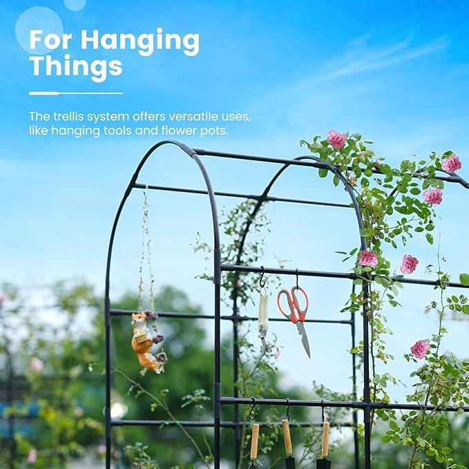 KING BIRD Raised Garden Bed with Arched Trellis Galvanized Planter Garden Box Outdoor for Gardening, Climbing Vegetables, Flowers 5.9x2.95x0.98 Ft, Silver