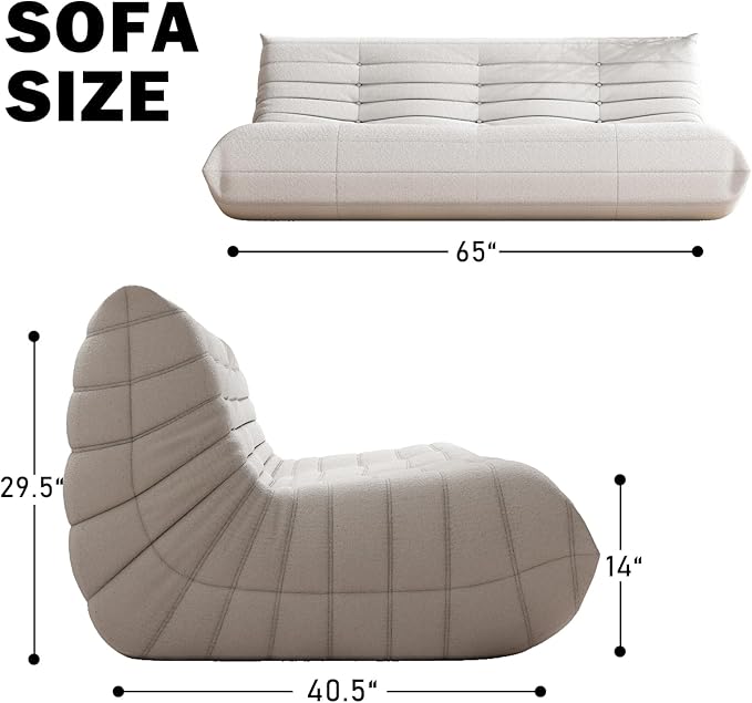 Big Bean Bag Chairs for Adults, 3 Seater Large Bean Bag Chair Sofa, Fireside Chair Lazy Sofa Chair with High Density Comfortable Foam, Modern Bean Bag for Living Room, Bedroom, Office (Beige)