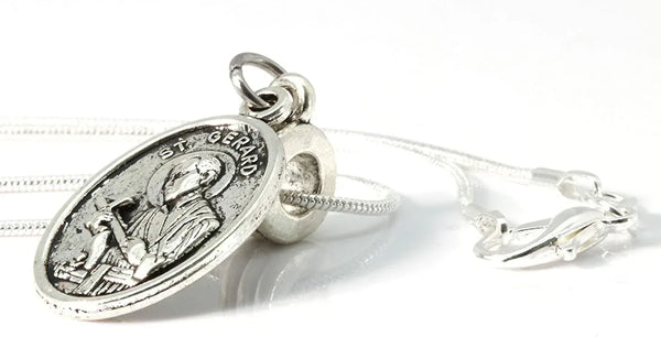 St Gerard Necklace for Pregnancy | Patron Saint of Pregnancy Charm Necklace St Gerard Pendant on a 22 inch Silver Plated Snake Chain Necklace with a Beautiful St Gerard Charm Fertility Charm for Women - Gifts for You 'n Me