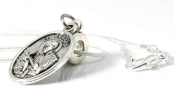St Gerard Necklace for Pregnancy | Patron Saint of Pregnancy Charm Necklace St Gerard Pendant on a 22 inch Silver Plated Snake Chain Necklace with a Beautiful St Gerard Charm Fertility Charm for Women