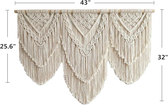 large macrame wall hanging - Boho Tapestry Macrame Wall Decor Art- Chic Bohemian Handmade Woven Tapestry Home Decoration for Bedroom Living Room Apartment Wedding Party - 43