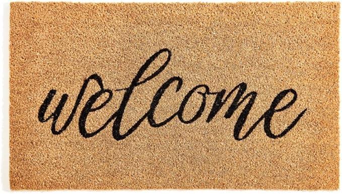 KANKUN Coco Coir Door Mat with Heavy Duty Backing, Welcome Doormat (17