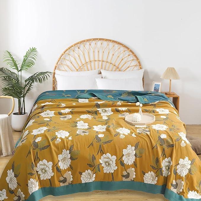 Boho Throw Blanket for Bed - 100% Pure Cotton Ultra Soft Rustic Quilt - Farmhouse Decor Bed Blankets, All Season Rustic Throw for Sofa Couch Chair(60