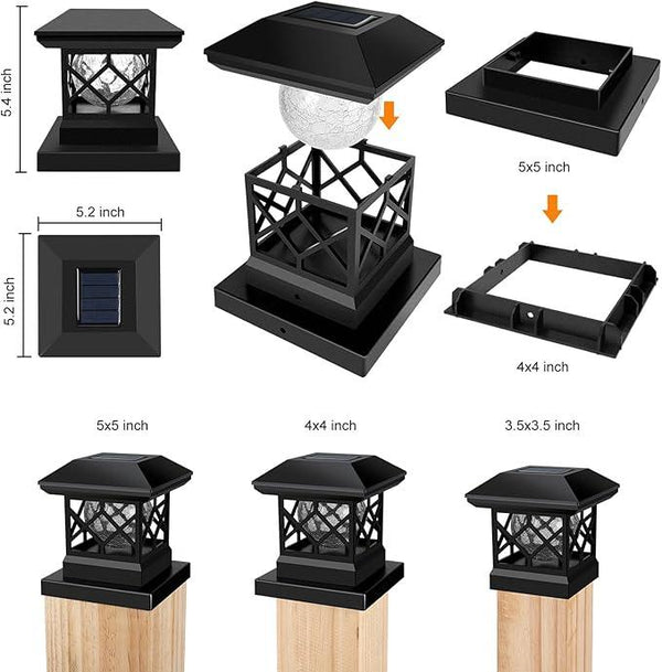TWINSLUXES Solar Post Cap Lights Outdoor - Waterproof LED Fence Post Solar Lights for 3.5x3.5/4x4/5x5 Wood Posts in Patio, Deck or Garden Decoration Warm Light… (6 Pack)