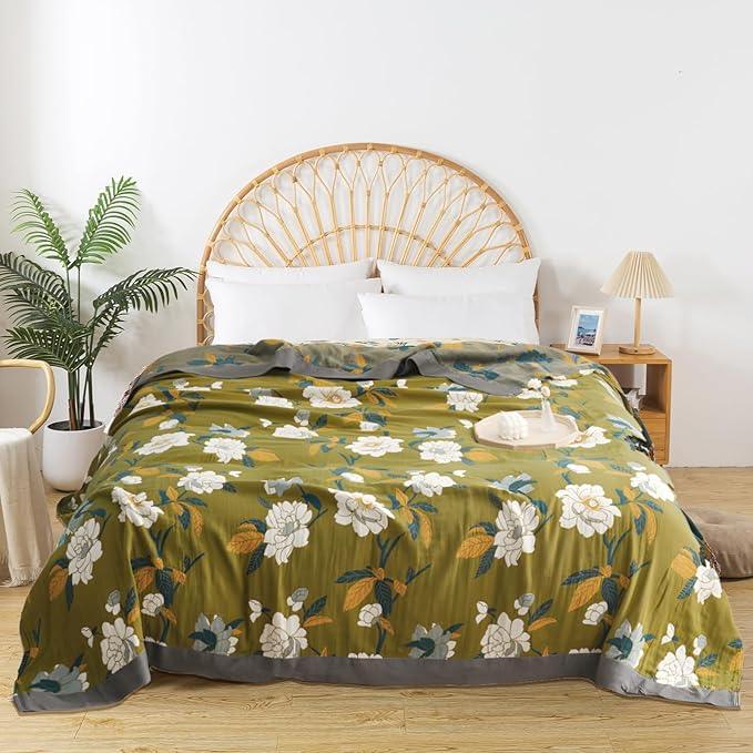 Boho Throw Blanket for Bed - 100% Pure Cotton Ultra Soft Rustic Quilt - Farmhouse Decor Bed Blankets, All Season Rustic Throw for Sofa Couch Chair(60