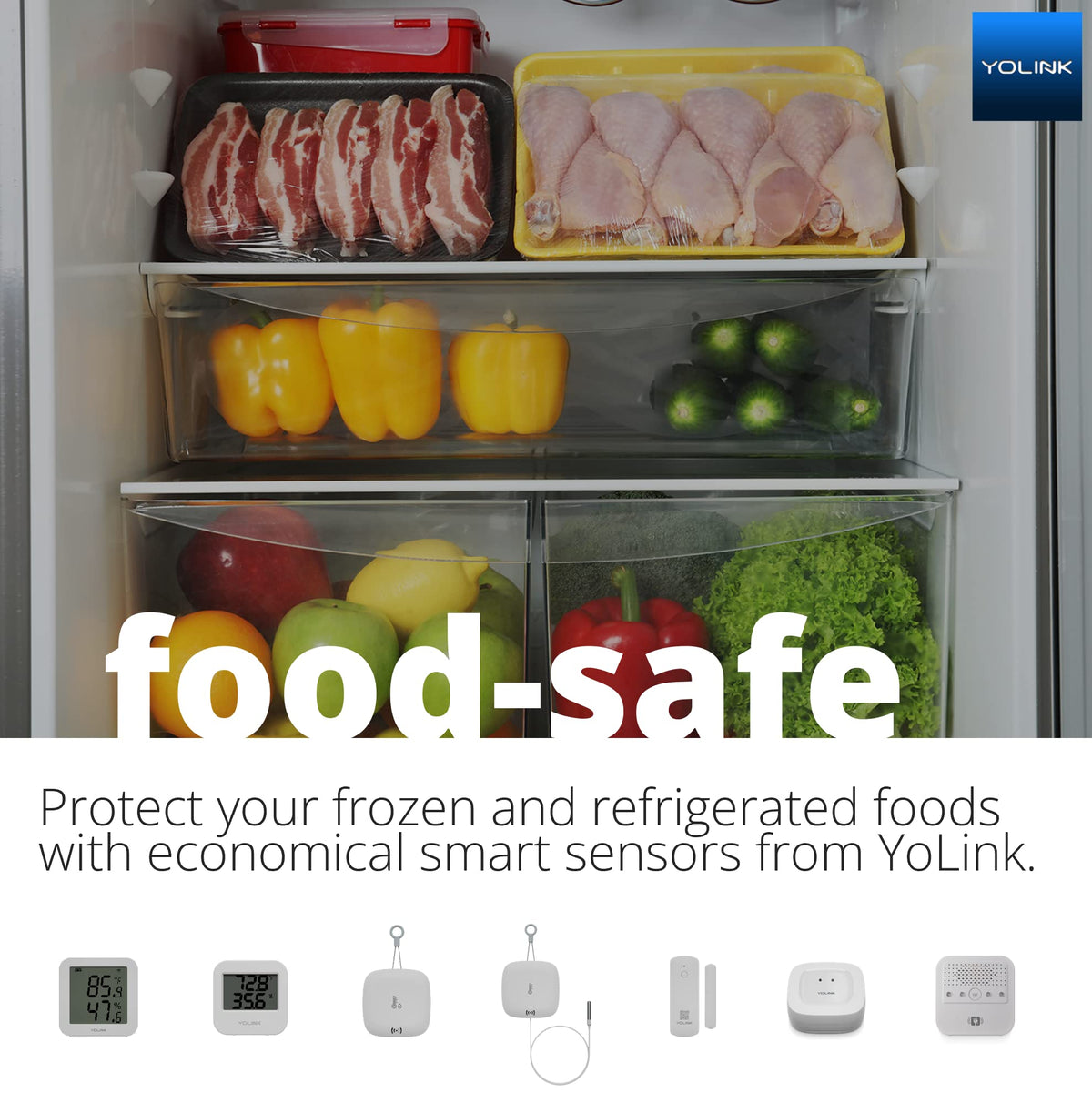 YoLink Smart Wireless Temperature Humidity Sensor, Freezer Fridge
