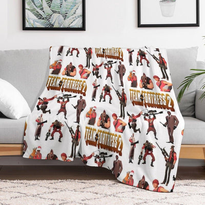 Team Fortress 2 - All Characters  Classes with TF2 Logo Throw Blanket