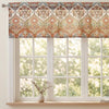 DaDa Bedding Bohemian Valance Curtain - Semi Sheer Window Treatment Coral Teal Floral Paisley Botanical Garden Party - Bright Vibrant Multi-Colorful Blue Salmon Pink - 18