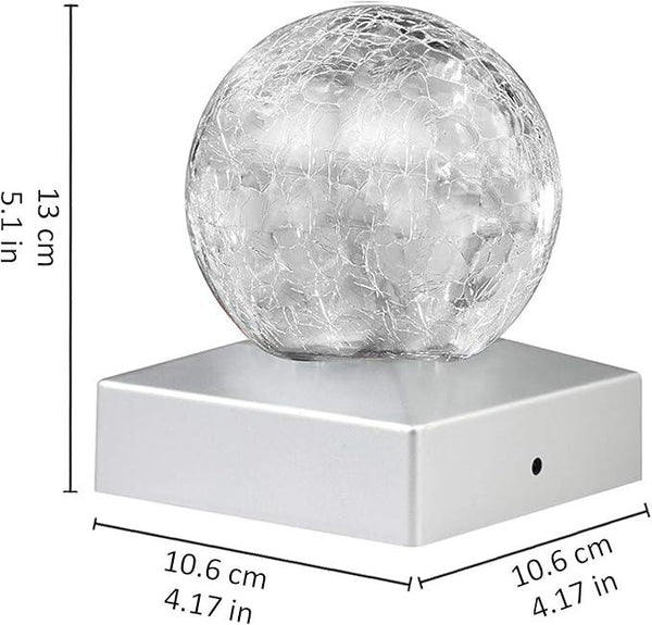 4x4 Solar Post Cap Lights Deck Fence Outdoor Railing Lights Decorative Solar Powered Gazing Ball Caps LED Lamp for Garden, Patio, Pathway