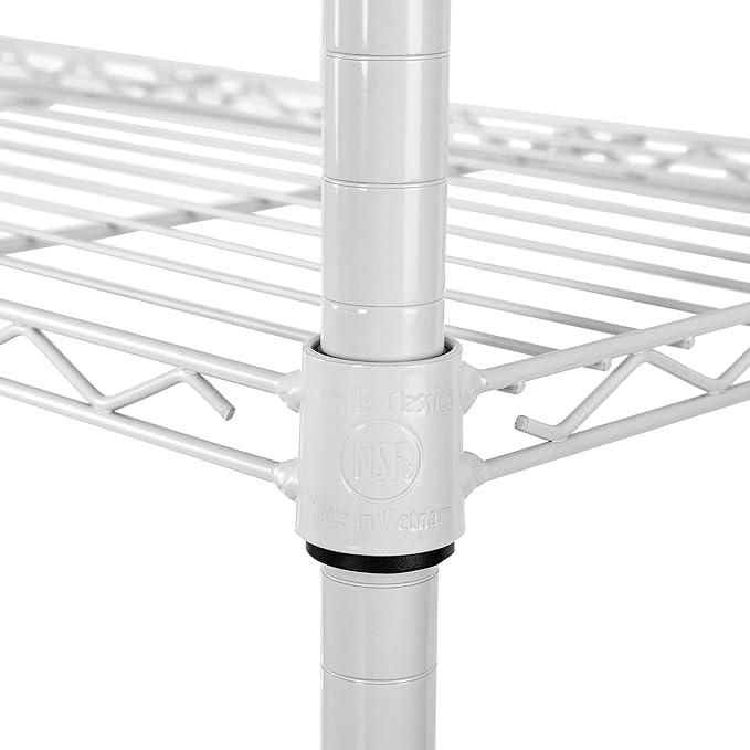 Seville Classics UltraDurable Heavy Duty NSF Solid Steel Wire Rack Storage Unit, Organizer for Garage, Warehouse, Office, Restaurant, Classroom, Kitchen, White, 5-Tier Shelving, 36