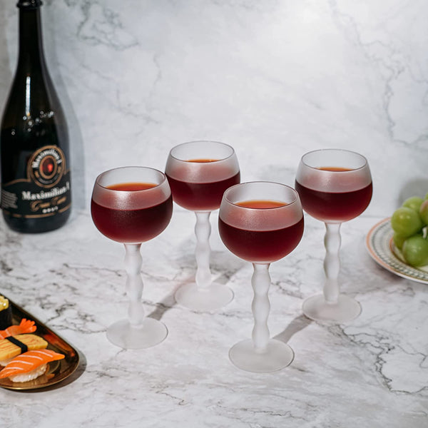 The Wine Savant Aesthetic Cloud Elegant Crystal Wine & Water Glasses, Hand Blown, Premium Trendy Sand Blasted Glasses - Stemmed Red White Wine Glasses, 100% Lead-Free - Pinot Noir - 7 oz Rim