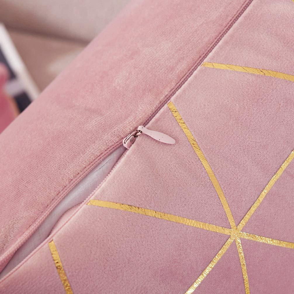 2 Throw Pillow Covers, Square Cushion Covers 18 x 18 in, Pink/Gold
