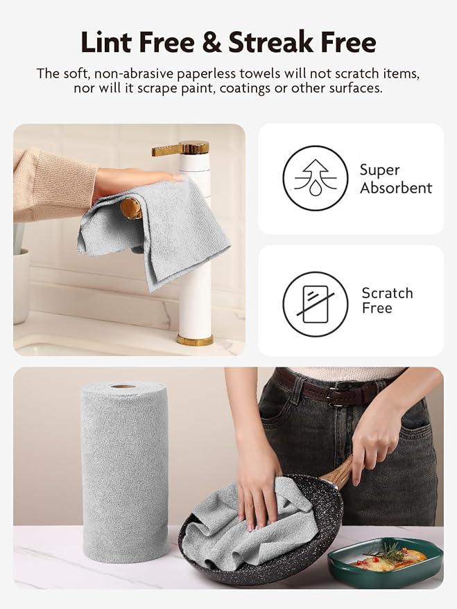 Fantasticlean Microfiber Cleaning Cloth Roll -40 Pack, Tear Away Microfiber Towels, 12