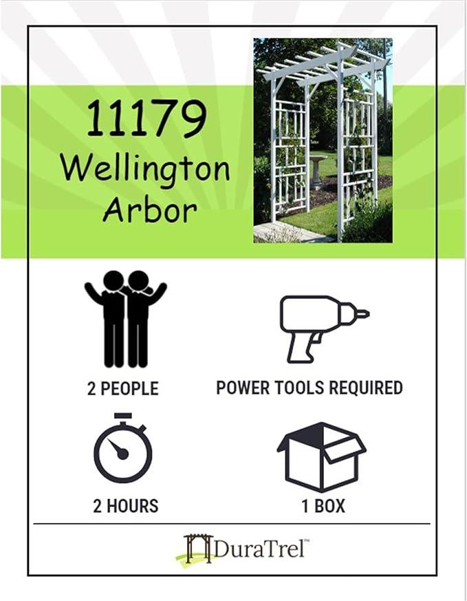 Dura-Trel Outdoor Garden Arch, Wellington Arbor Trellis for Climbing Plants, 72