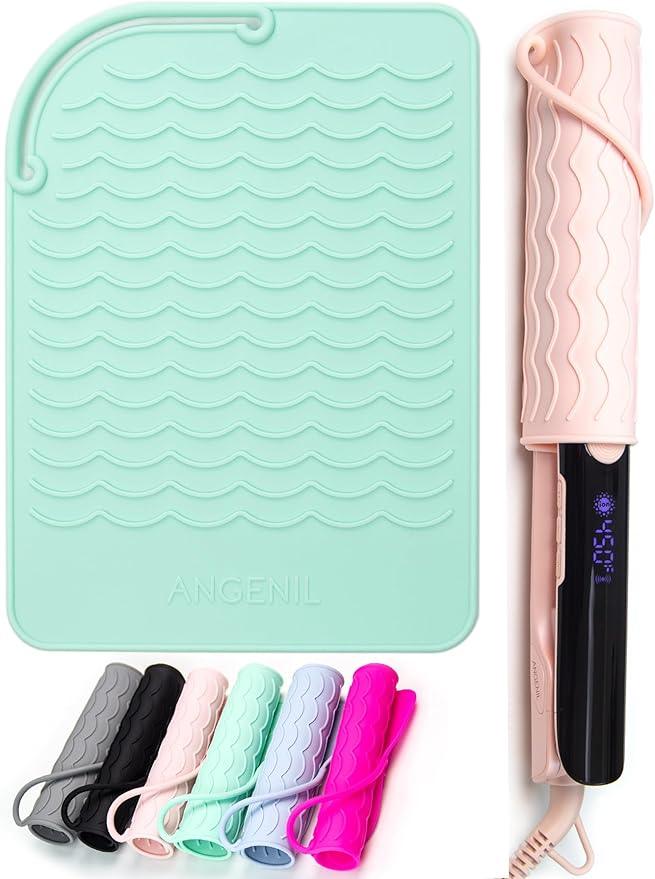 ANGENIL Heat Resistant Silicone Mat Suitable for Curling Iron, Flat Iron, Hot Tools,Safe and Heat-Resistant, Food Grade Silicone (9 
