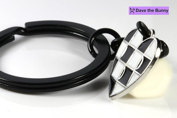 Dave The Bunny Checkered Keychain - Racing Keychain or Car Racing Gifts for Men and Women a Beautiful Checkered Heart Keychain