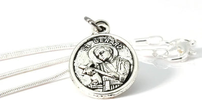 St Gerard Necklace for Pregnancy | Patron Saint of Pregnancy Charm Necklace St Gerard Pendant on a 22 inch Silver Plated Snake Chain Necklace with a Beautiful St Gerard Charm Fertility Charm for Women