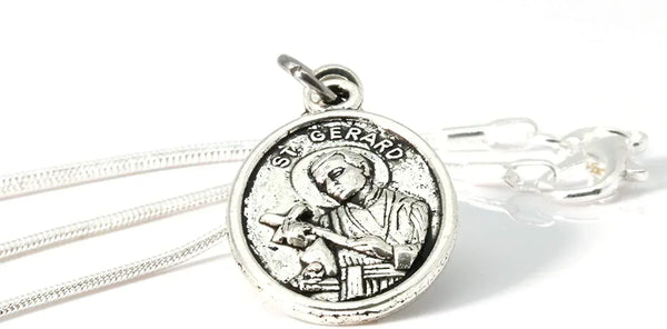 St Gerard Necklace for Pregnancy | Patron Saint of Pregnancy Charm Necklace St Gerard Pendant on a 22 inch Silver Plated Snake Chain Necklace with a Beautiful St Gerard Charm Fertility Charm for Women - Gifts for You 'n Me