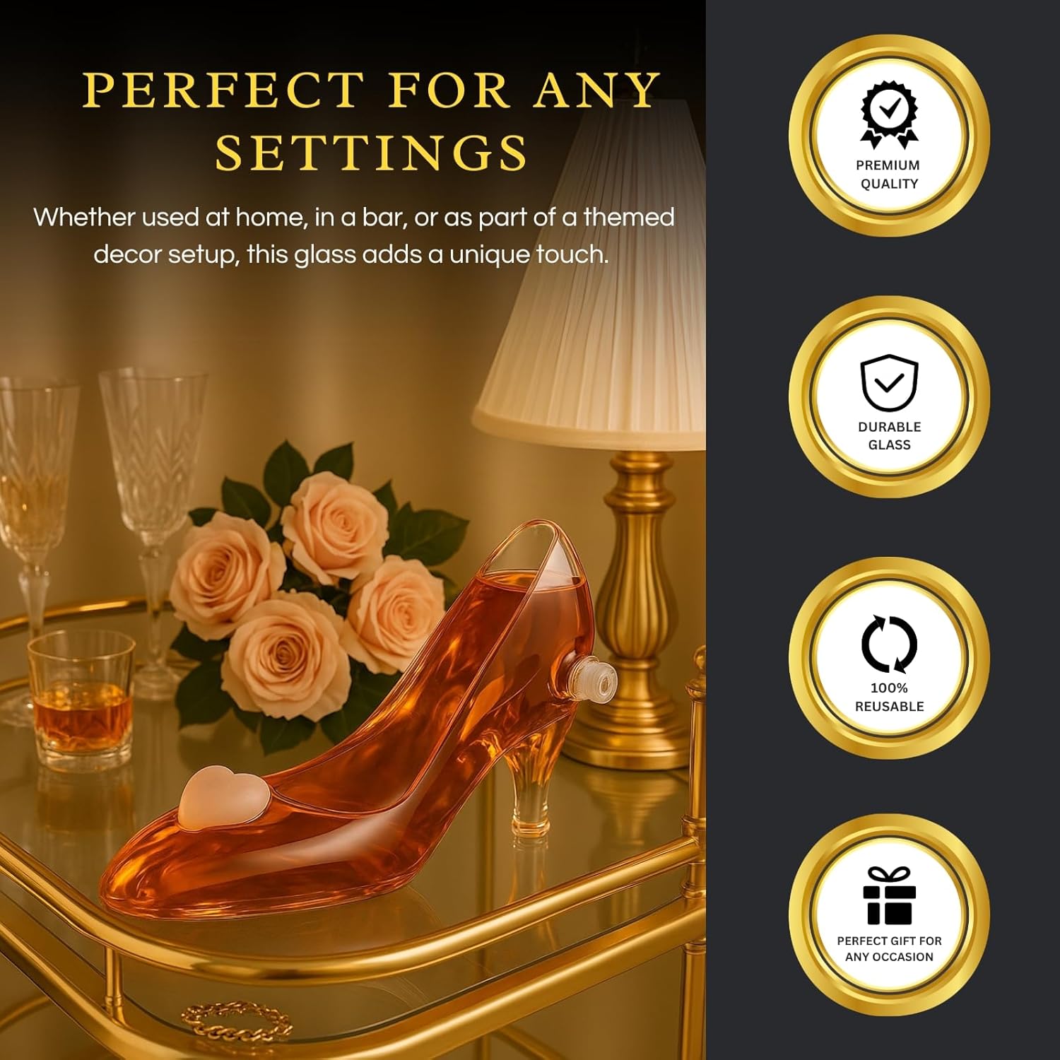 Stiletto Whiskey and Wine Decanter by The Wine Savant with Stopper - Luxurious Handcrafted High Heel Decanter for Wine Liquor Rum Bourbon Tequila - Elegant Decanter Gifts for Women!