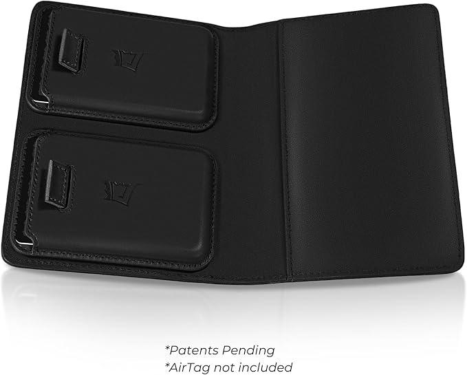 Kings Loot Passport Holder Wallet | RFID Blocking Leather Travel Wallet with Built-in Airtag Holder | Holds 1-6 Cards & Passport | Easy Pull Tab | Travel Wallets (Onyx Black)