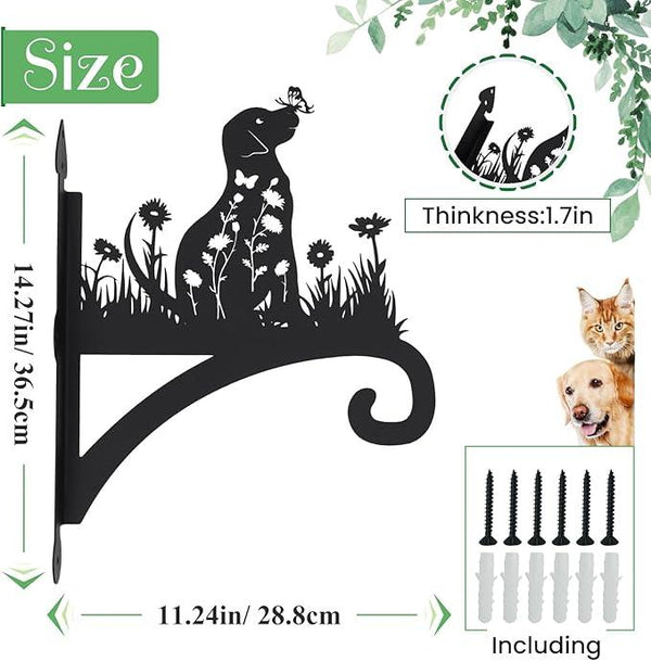 Plant Hangers Outdoor Heavy Duty Iron Decorative Dog Silhouette Plant Hooks for Hanging Baskets 11 inch Hanging Plant Bracket Wall Hooks for Flower Pot Lantern Bird Feeder Wind Chimes