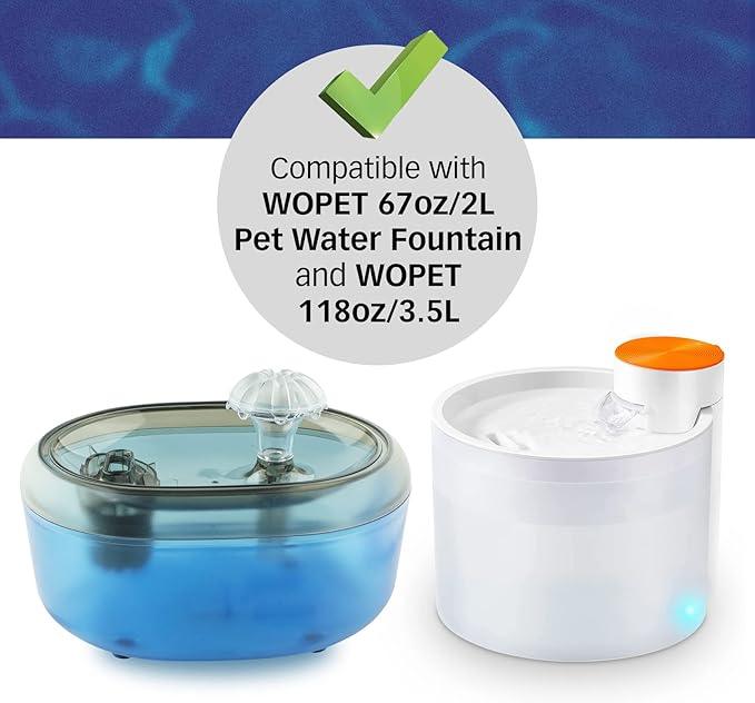 PET STANDARD Replacement Water Filter & 4 Pack Replacement Pre-Filter Sponges Compatible With WOPET® 67oz/2L Automatic Pet Fountain, Pack of 10