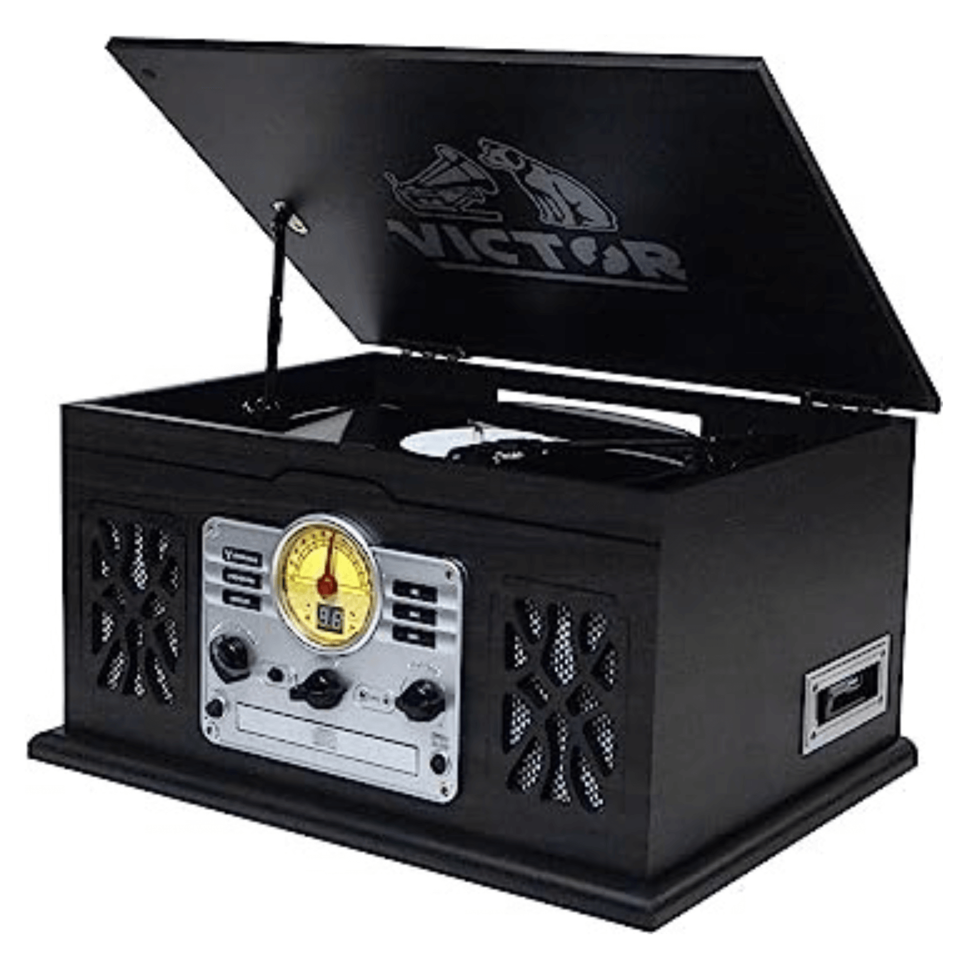 Victor State 7-in-1 Wood Music Center Graphite - Refurbished