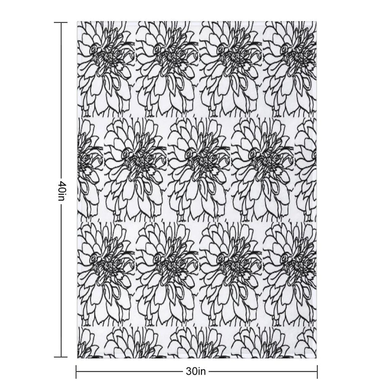 Black And White Dahlia with A Little Bee Throw Blanket