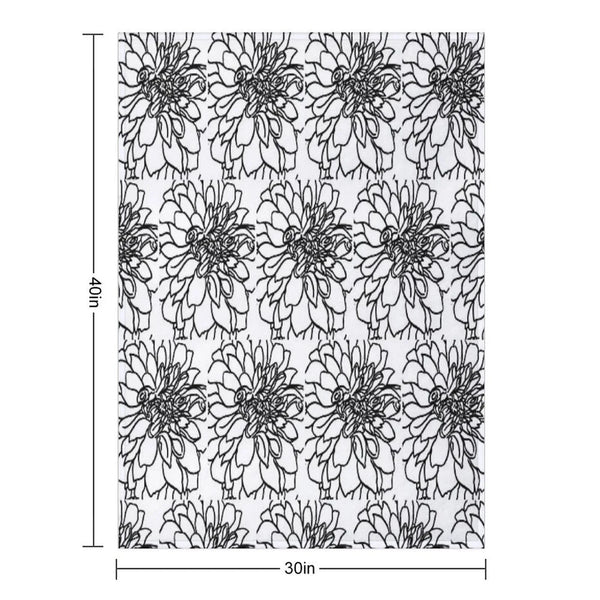 Black And White Dahlia with A Little Bee Throw Blanket