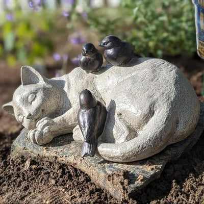 Sleeping Cat Garden Statues Outdoor - 12