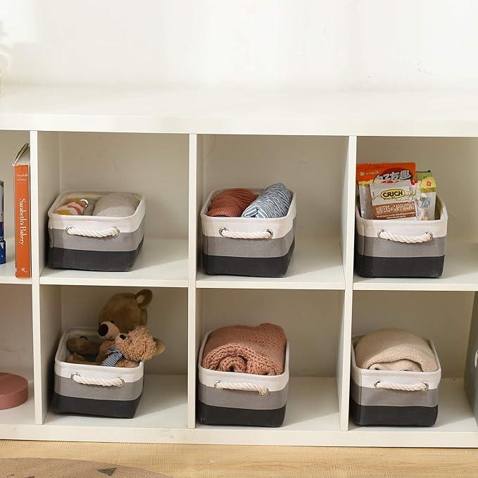 Small Storage Baskets for Shelves,Fabric Storage Baskets for Closet,Rectangular Collapsible Baskets for organizing Clothes,Books,Gifts