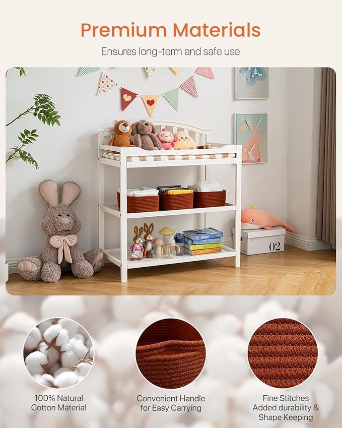 KALLAX Small Woven Basket, 12 x 8 x 4.5 Inches, Storage Basket for Organizing, Cute Small Rope Shelf Closet Cube Storage Bins Baskets for Shelves, Dog Toy Gift Baskets Empty, 3 Pack Rust Red