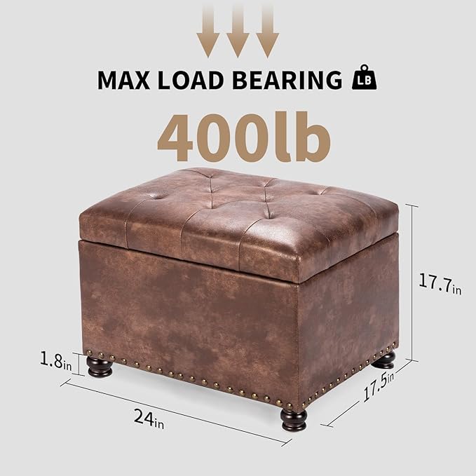 Joveco Leather Storage Ottoman, 24