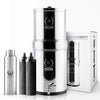 Gravity Water Filter System - 3.25 Gallons - NSF Certified - AISI 304 Stainless Steel Countertop Water Filter System with 2 Smart (Black) Carbon Filter Elements & Free Stainless Steel Water Spigot
